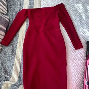 Bella Barnett Elegant One Shoulder Dress in Vibrant Red